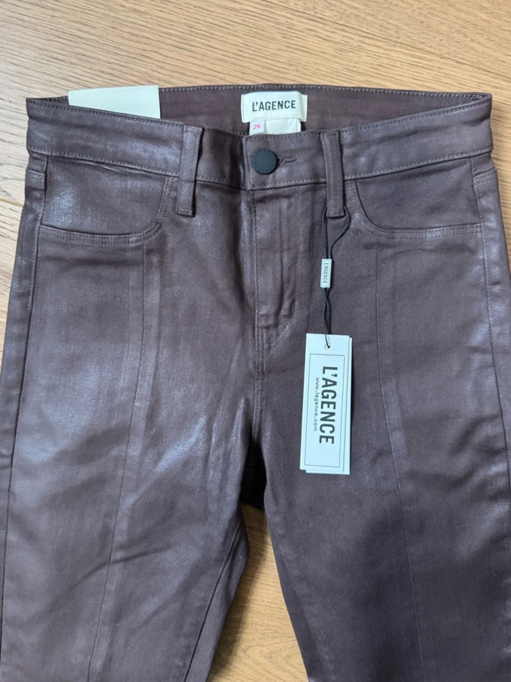 L’Agence Jyothi Coated High-Rise Skinny Jeans - Size 26 - NWT - Cocoa Coated - Picture 3 of 13